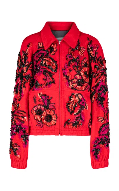 Dries Van Noten 00580-vinnia Emb 3265 W.w.jacket In Red