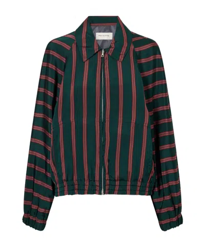 Dries Van Noten Vinnia Striped Jersey Jacket In Green