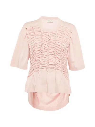 Pre-owned Dries Van Noten Vintage Gathered Top In Pink
