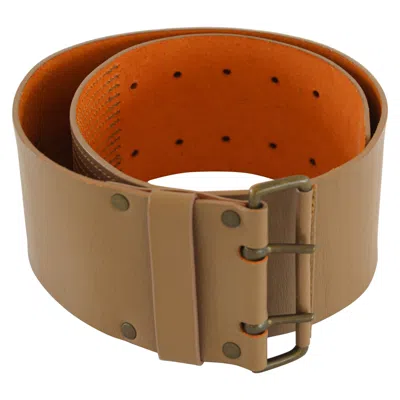 Pre-owned Dries Van Noten Vintage Unisex Oversized Wide Leather Waist Belt, 30in In Brown