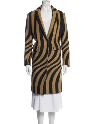 Pre-owned Dries Van Noten Vintage Wool Coat In Black/yellow