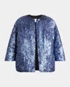 Dries Van Noten Womens Blue Violini Sequin-embellished Padded Crepe Jacket In Blue