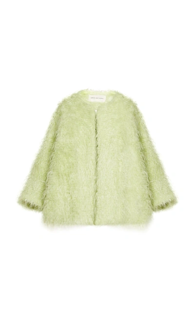 Dries Van Noten Violini Shaggy Wool-mohair Jacket In Green
