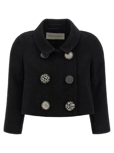 Dries Van Noten Double-breasted Embellished Jacket In Black
