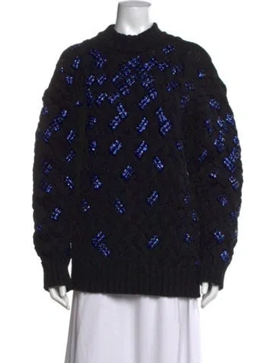 Pre-owned Dries Van Noten Virgin Wool Graphic Print Sweater In Black