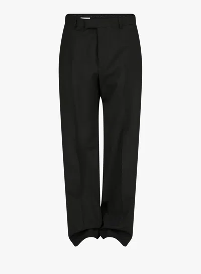 Dries Van Noten Long Straight-leg Wool Pants In Black