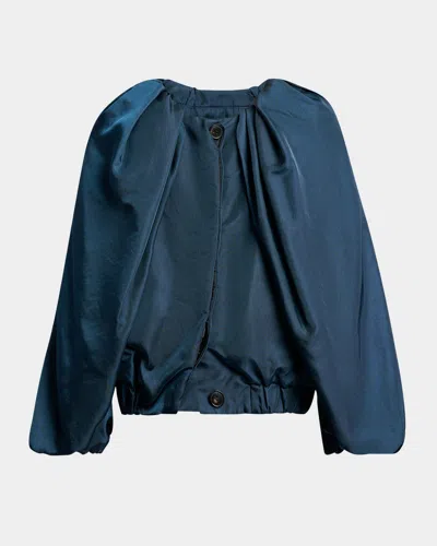 Dries Van Noten Virginny Puff-sleeve Balloon Top Coat In Blue