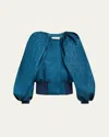 Dries Van Noten Virginny Voluminous Jacquard Bomber Jacket In Blue