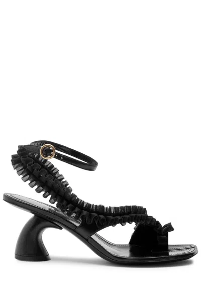 Dries Van Noten Virgo 50 Ruffle-trimmed Leather Sandals In Black
