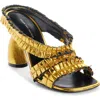 Dries Van Noten Curved-heel Ruffled Metallic Leather Sandals In Gold