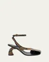 Dries Van Noten Snakeskin-embossed Slingback Heels In Nude