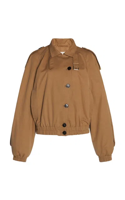 Dries Van Noten Viri Trench-detailed Cotton Jacket In Brown