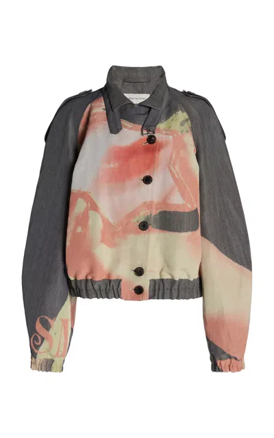 Dries Van Noten Viri Trench-detailed Linen-blend Jacket In Multi