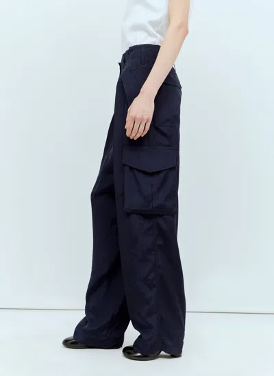 Dries Van Noten Viscose Cargo Pants In Navy