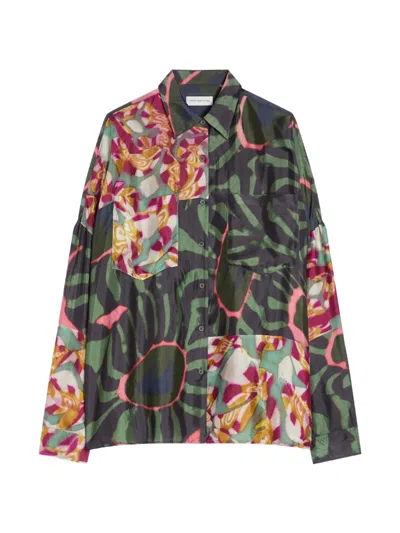 Dries Van Noten Viscose Cocoon Shirt In Multi