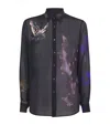 Dries Van Noten Men Printed Organza Curles Shirt In Black