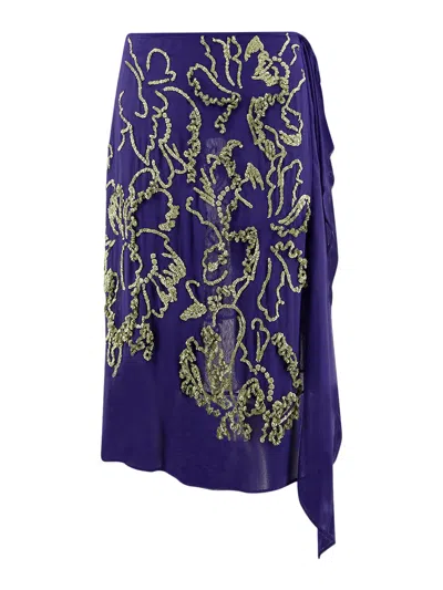 DRIES VAN NOTEN VISCOSE SKIRT WITH SEQUINS