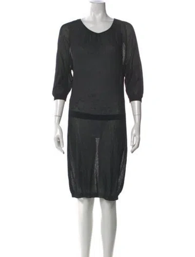 Pre-owned Dries Van Noten V-neck Knee-length Dress In Black