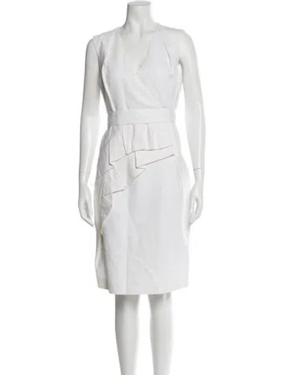 Pre-owned Dries Van Noten V-neck Knee-length Dress In White