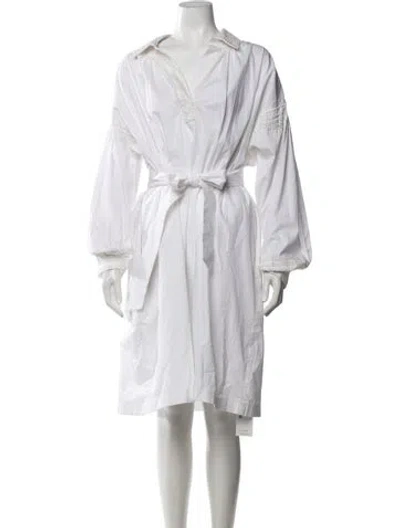 Pre-owned Dries Van Noten V-neck Knee-length Dress In White