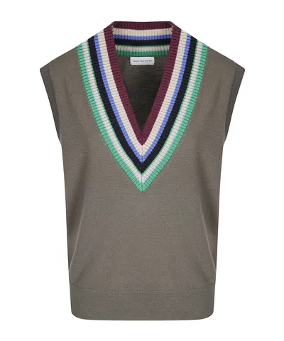 Dries Van Noten V-neck Knit Vest In Multi