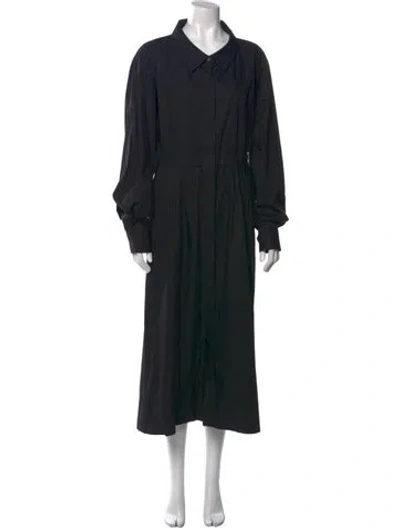 Pre-owned Dries Van Noten V-neck Long Dress In Black