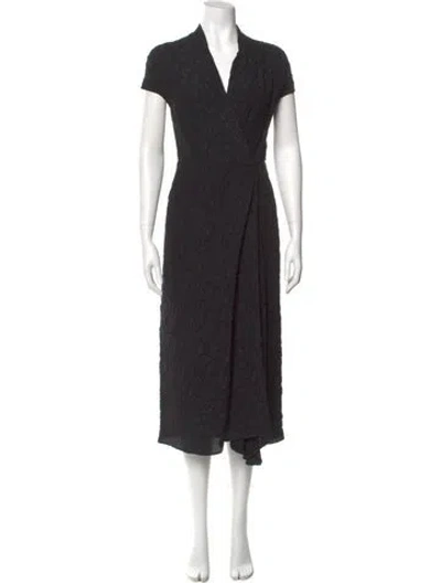 Pre-owned Dries Van Noten V-neck Long Dress In Black