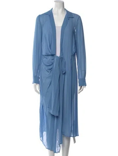 Pre-owned Dries Van Noten V-neck Long Dress In Blue