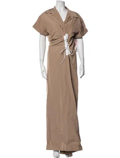 Pre-owned Dries Van Noten V-neck Long Dress In Neutral