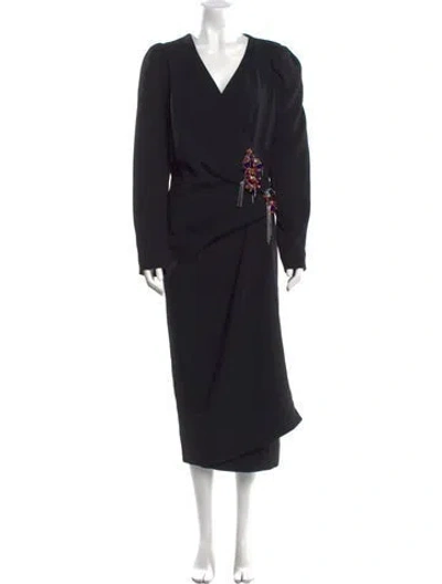 Pre-owned Dries Van Noten V-neck Long Dress W/ Tags In Black