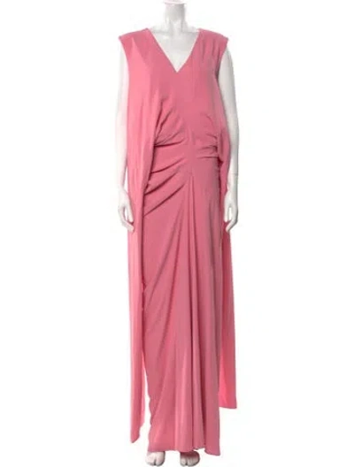 Pre-owned Dries Van Noten V-neck Long Dress W/ Tags In Pink