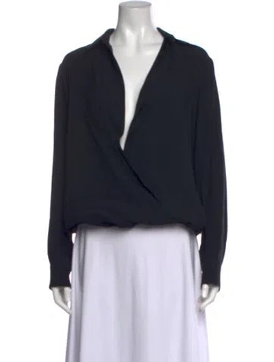 Pre-owned Dries Van Noten V-neck Long Sleeve Blouse In Black