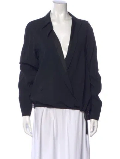 Pre-owned Dries Van Noten V-neck Long Sleeve Blouse In Blue