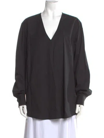 Pre-owned Dries Van Noten V-neck Long Sleeve Blouse In Gray