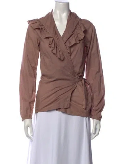 Pre-owned Dries Van Noten V-neck Long Sleeve Blouse In Pink