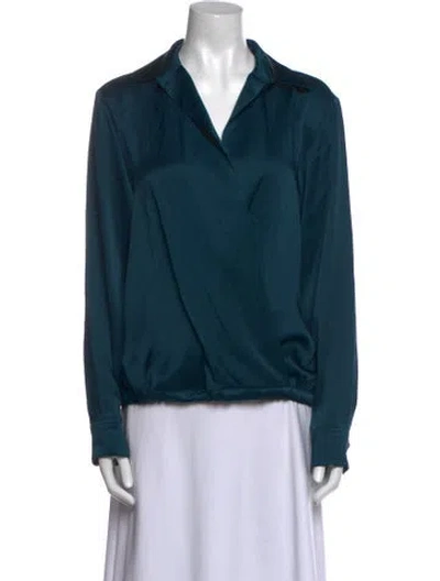 Pre-owned Dries Van Noten V-neck Long Sleeve Blouse W/ Tags In Blue