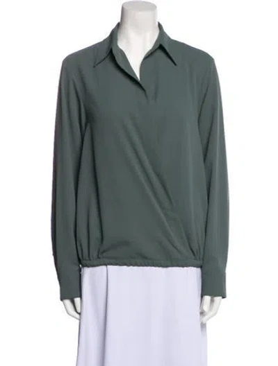 Pre-owned Dries Van Noten V-neck Long Sleeve Blouse W/ Tags In Green