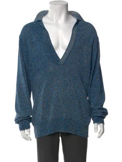 Pre-owned Dries Van Noten V-neck Long Sleeve Cardigan In Blue