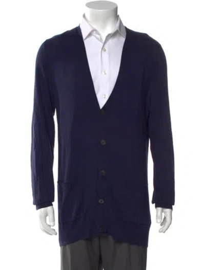Pre-owned Dries Van Noten V-neck Long Sleeve Cardigan In Blue