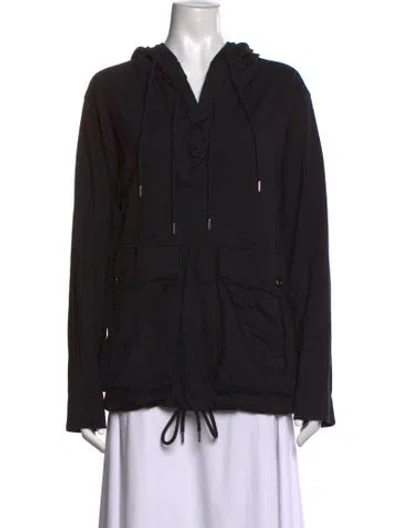 Pre-owned Dries Van Noten V-neck Long Sleeve Hoodie In Black