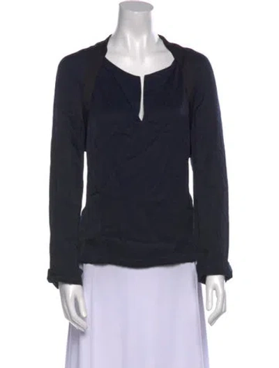 Pre-owned Dries Van Noten V-neck Long Sleeve Sweatshirt In Black