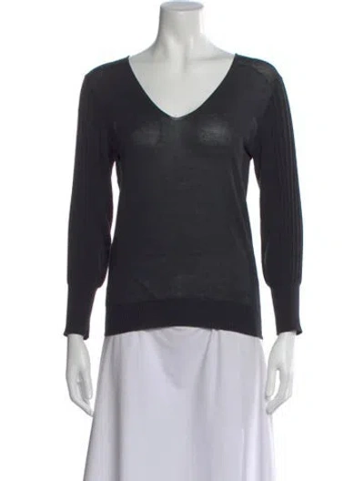 Pre-owned Dries Van Noten V-neck Long Sleeve Top In Black