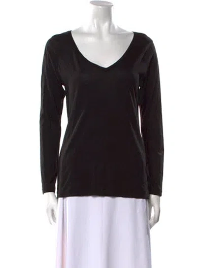 Pre-owned Dries Van Noten V-neck Long Sleeve T-shirt In Blue