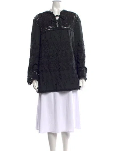 Pre-owned Dries Van Noten V-neck Long Sleeve Tunic In Black