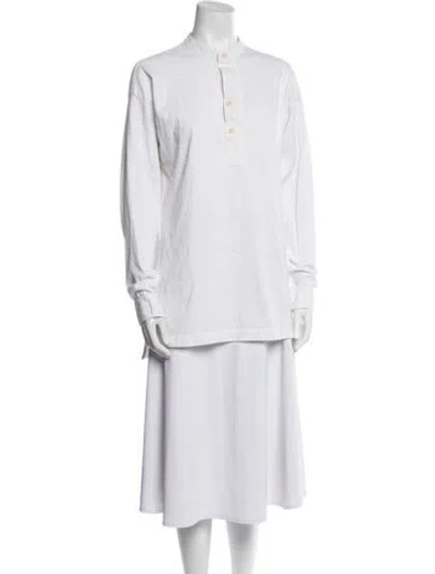 Pre-owned Dries Van Noten V-neck Long Sleeve Tunic In Neutral