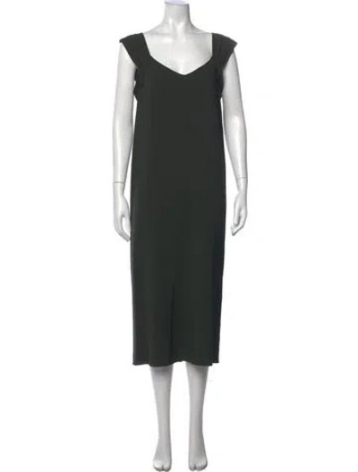 Pre-owned Dries Van Noten V-neck Midi Length Dress In Green