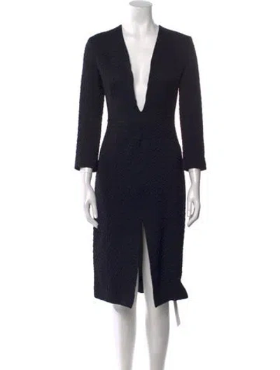 Pre-owned Dries Van Noten V-neck Midi Length Dress W/ Tags In Black