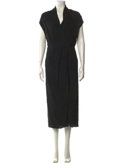 Pre-owned Dries Van Noten V-neck Midi Length Dress W/ Tags In Black