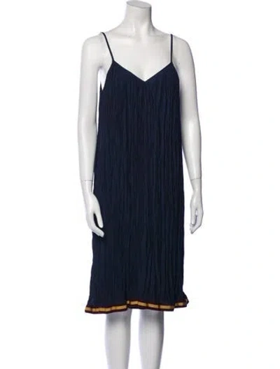 Pre-owned Dries Van Noten V-neck Midi Length Dress W/ Tags In Blue