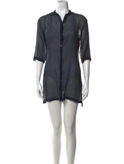 Pre-owned Dries Van Noten V-neck Mini Dress In Blue